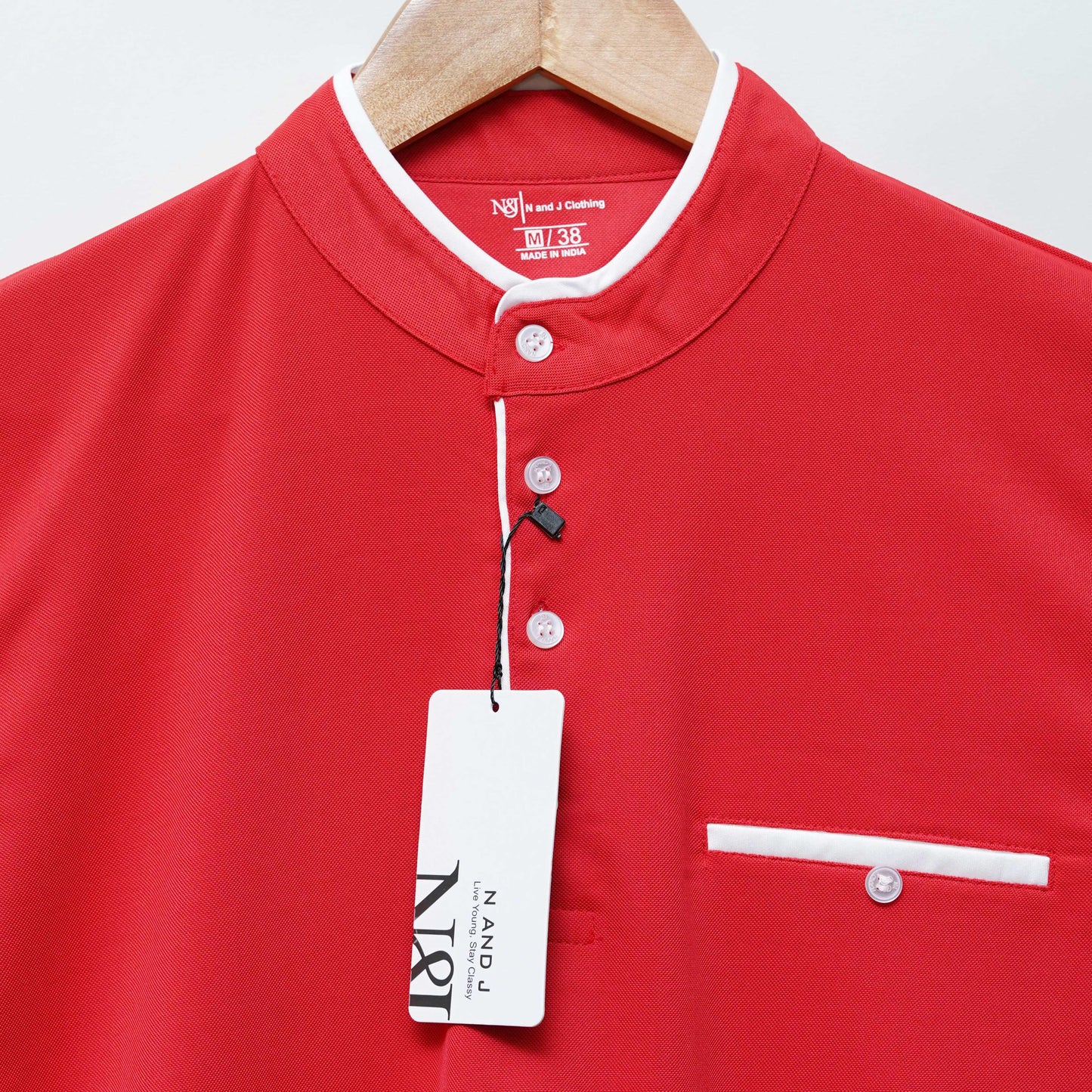 Red | Henley Neck T-Shirt | PocketCut