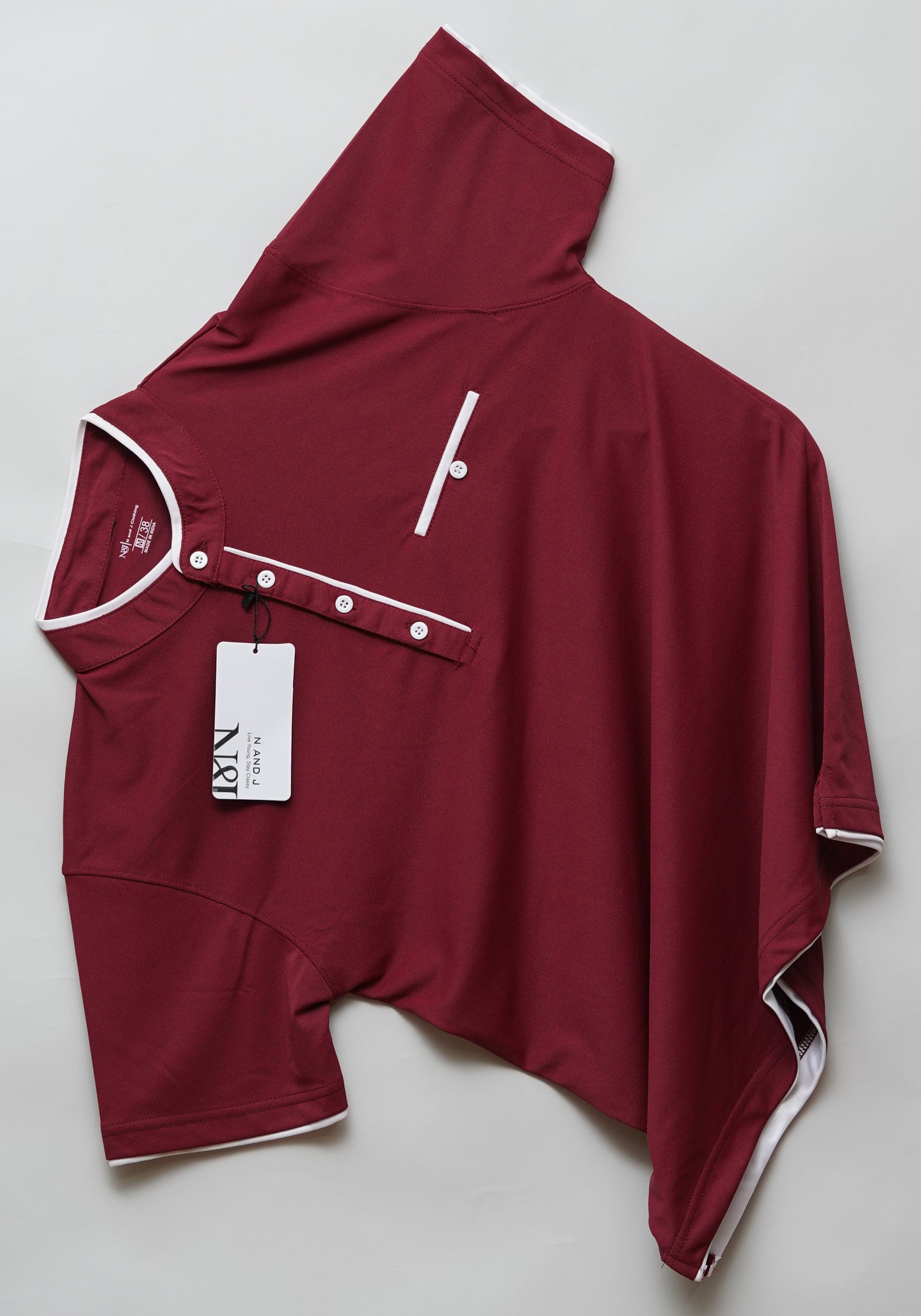Maroon | Henley Neck T-Shirt | PocketCut