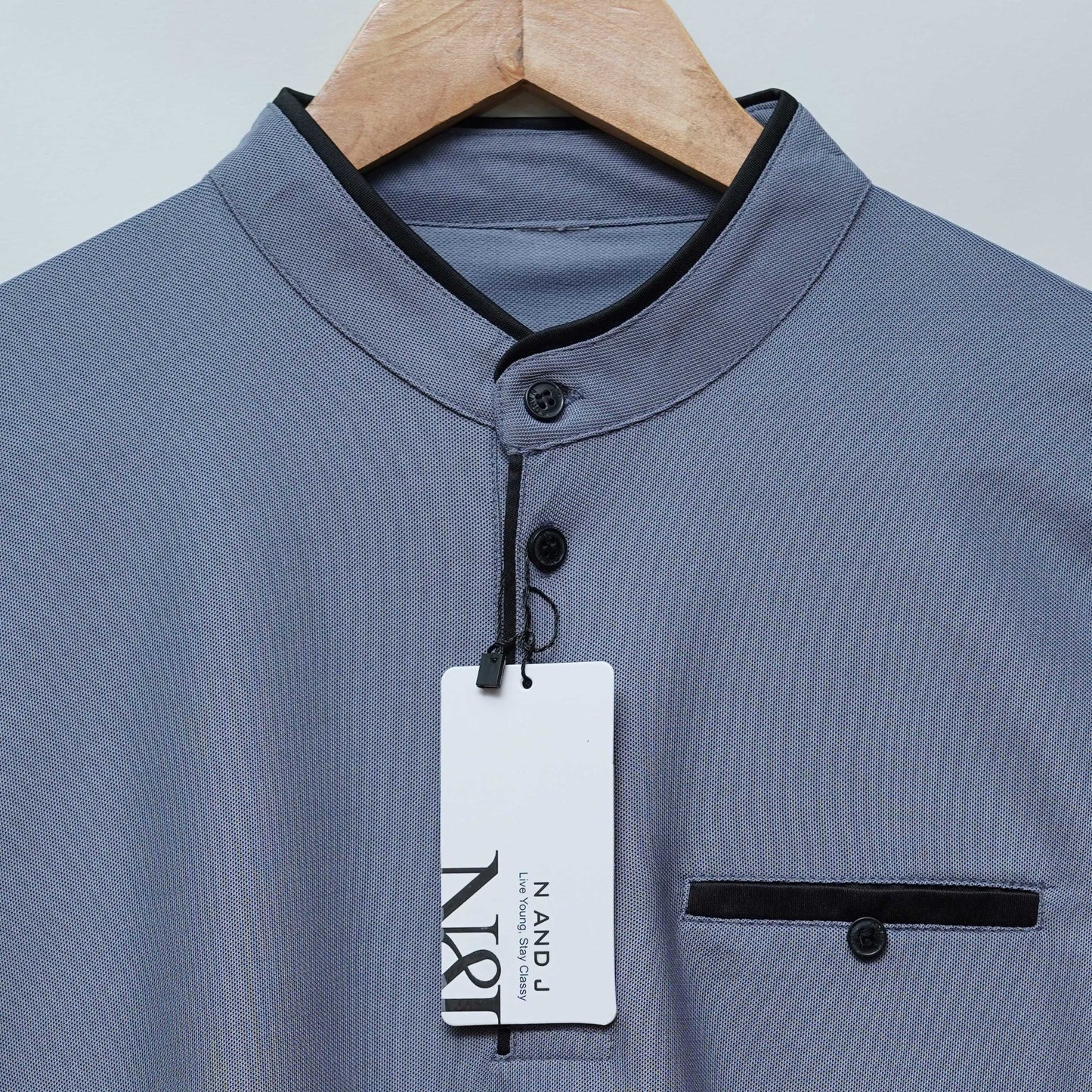 Steel Grey | Henley Neck T-Shirt | PocketCut