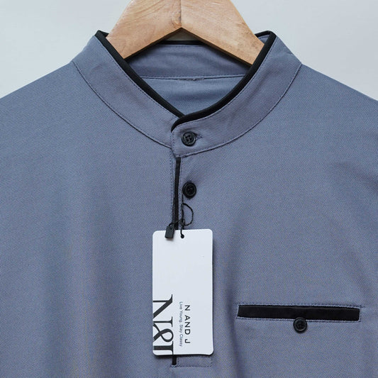 Steel Grey | Henley Neck T-Shirt | PocketCut