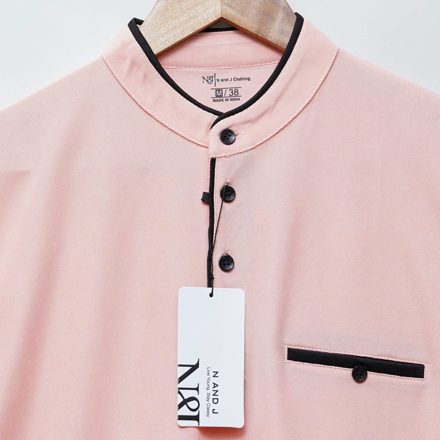 Peach | Henley Neck T-Shirt | PocketCut