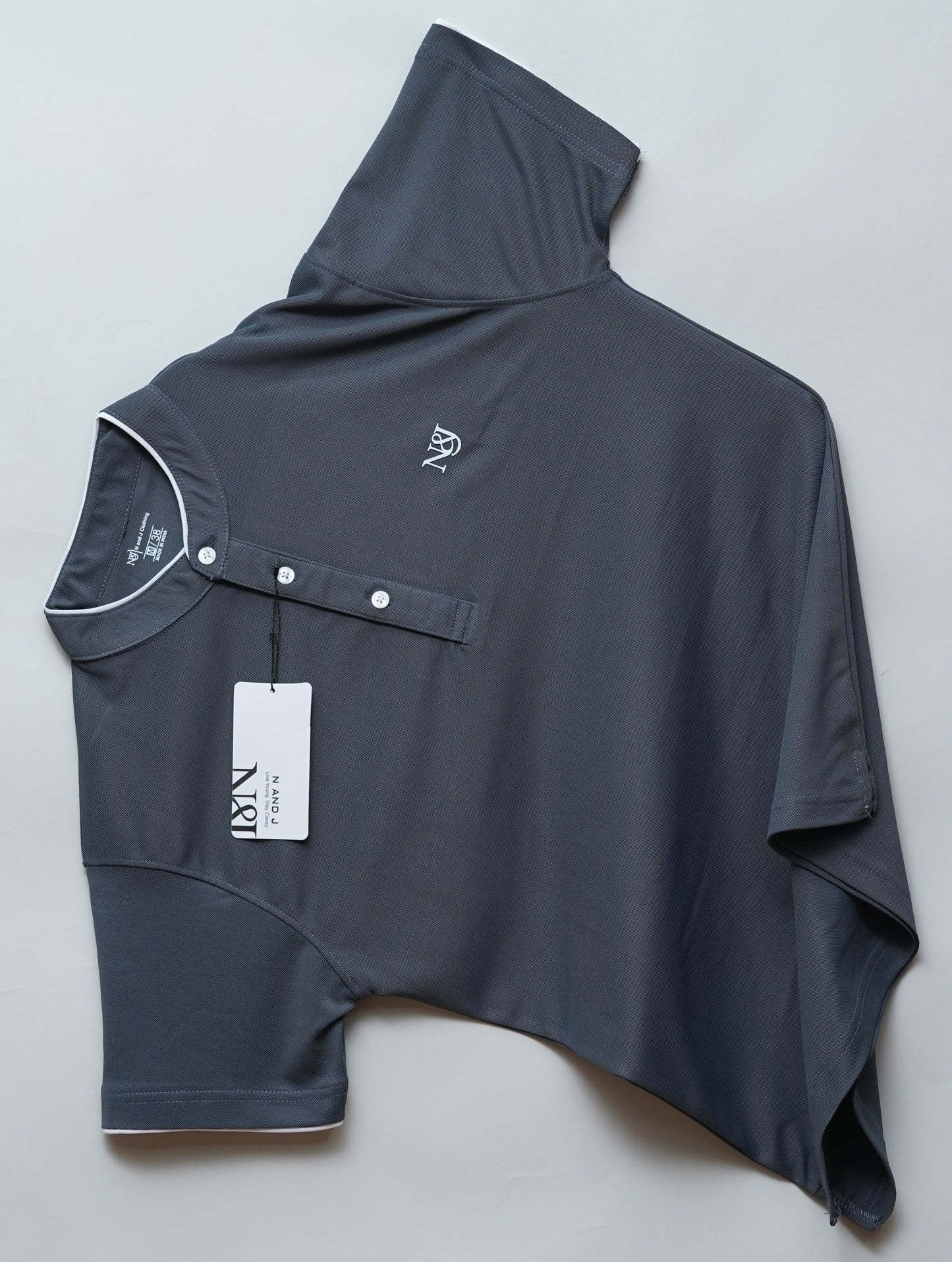 Dark Grey | Solid Henley Neck | Polo T-Shirt
