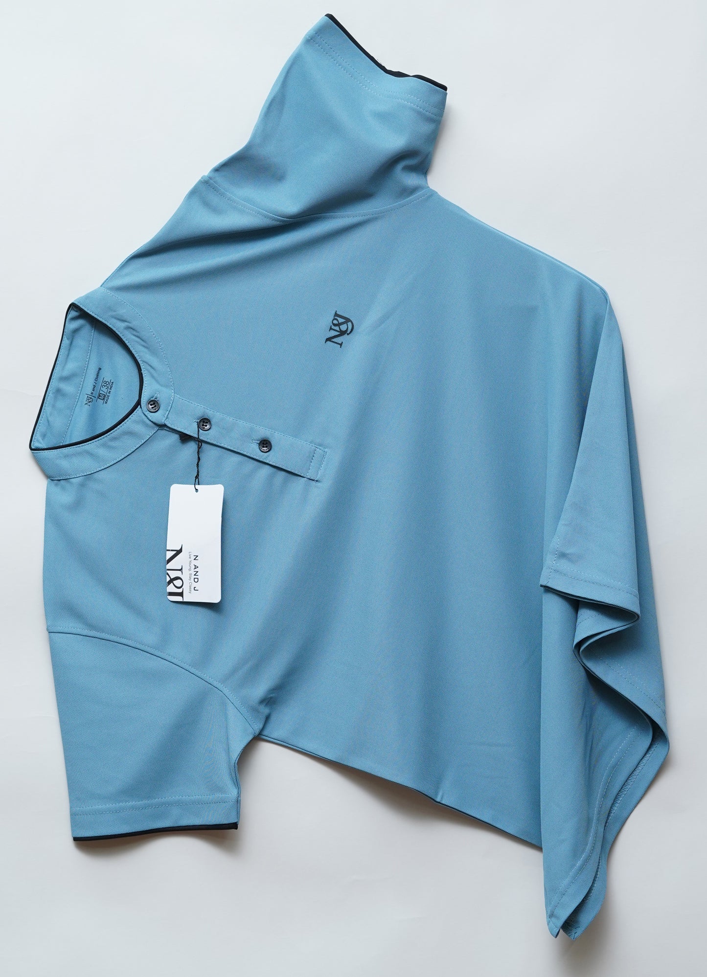 Dark Teal | Solid Henley Neck | Polo T-Shirt