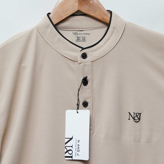 Chiku | Solid Henley Neck | Polo T-Shirt