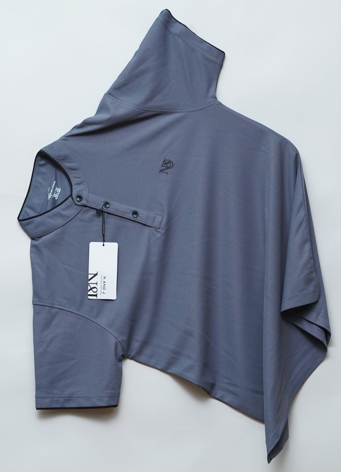 Steel Grey | Solid Henley Neck | Polo T-Shirt