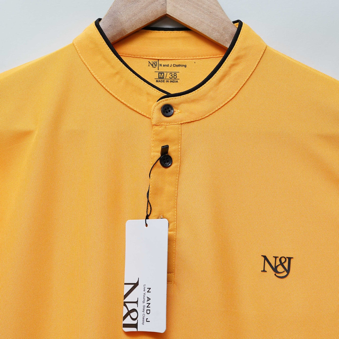 Yellow | Solid Henley Neck | Polo T-Shirt