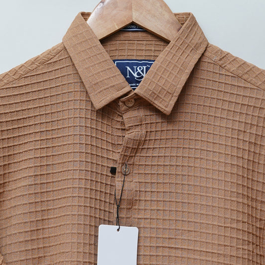 Chiku | Grid Pattern Shirt | Waffle Knit