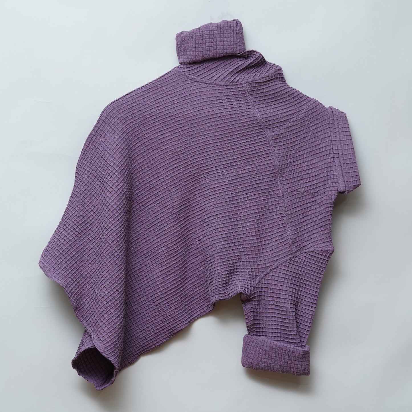 Purple | Grid Pattern Shirt | Waffle Knit