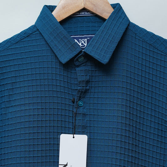 Peacock | Grid Pattern Shirt | Waffle Knit