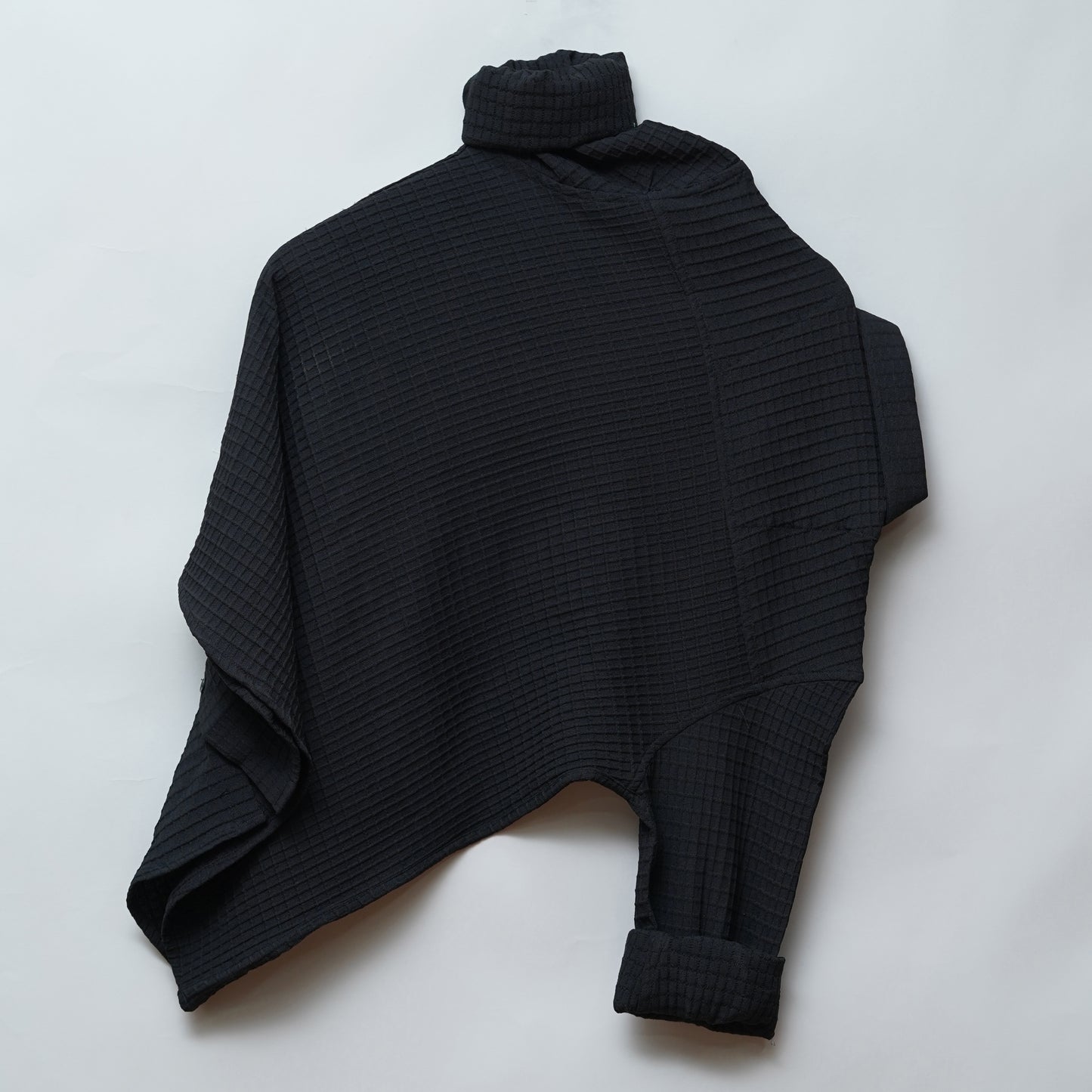 Black | Grid Pattern Shirt | Waffle Knit