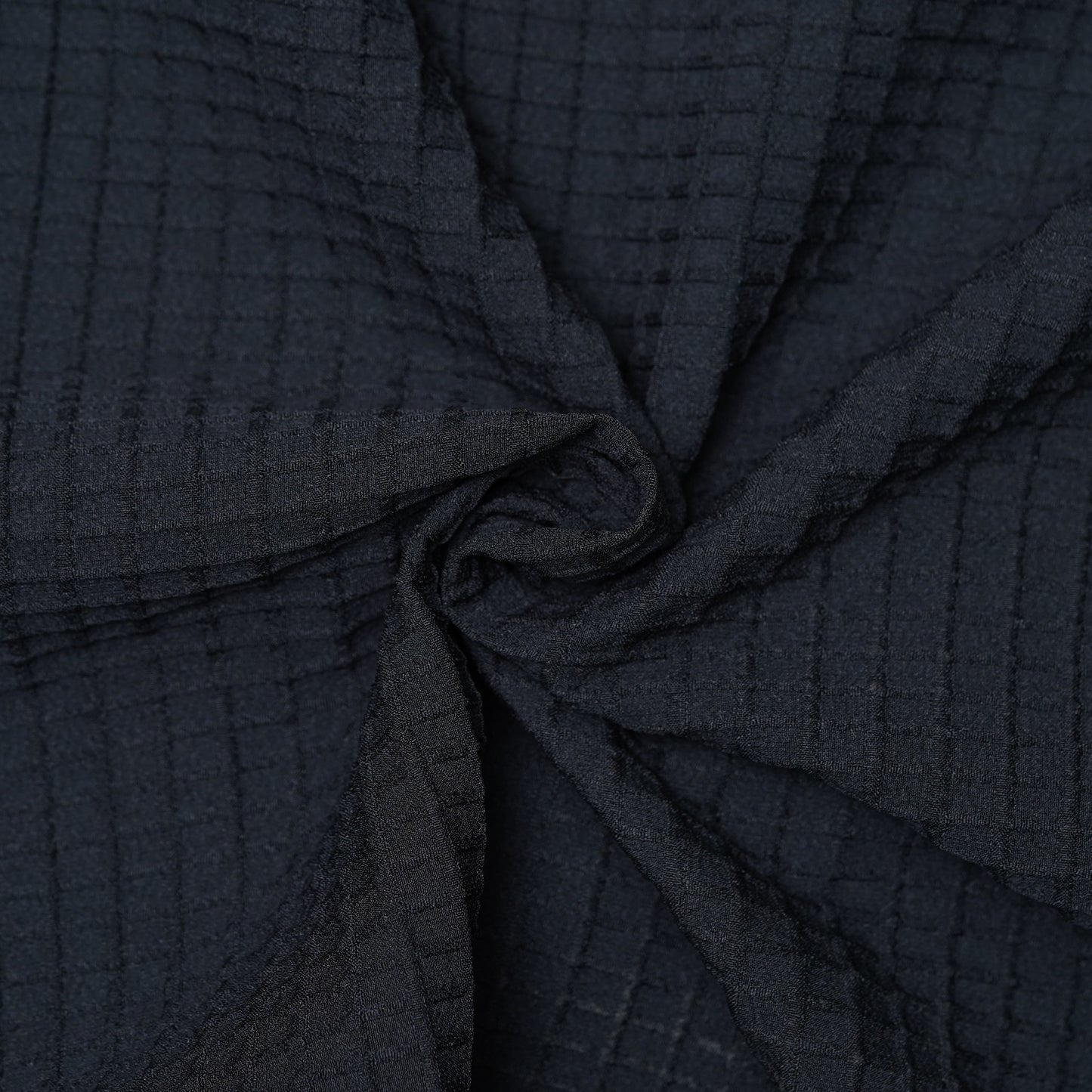 Black | Grid Pattern Shirt | Waffle Knit