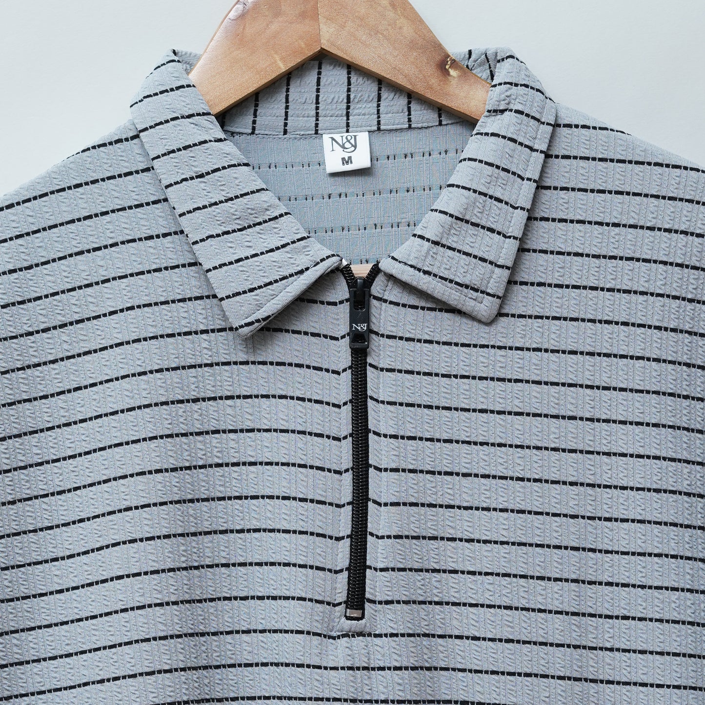 Lightgrey | Premium Camelet Checks | Polo Zipper T-Shirt