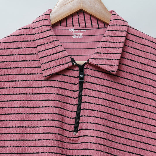 Rose Gold | Premium Camelet Checks | Polo Zipper T-Shirt