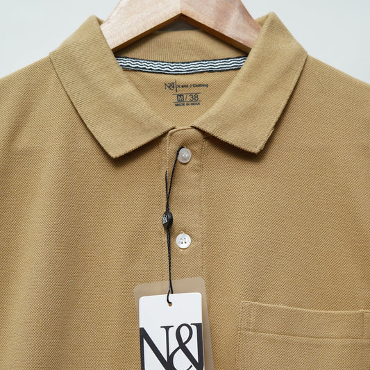 Khaki | Solid Polo T-Shirt | Regular Slim Fit Cotton