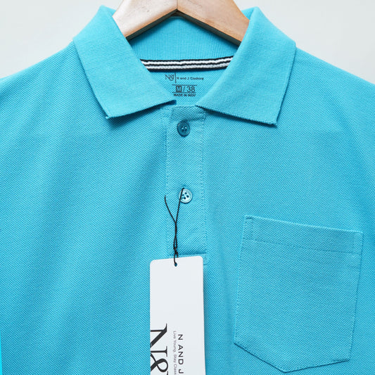 Aqua | Solid Polo T-Shirt | Regular Slim Fit Cotton