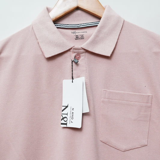 Beige | Solid Polo T-Shirt | Regular Slim Fit Cotton