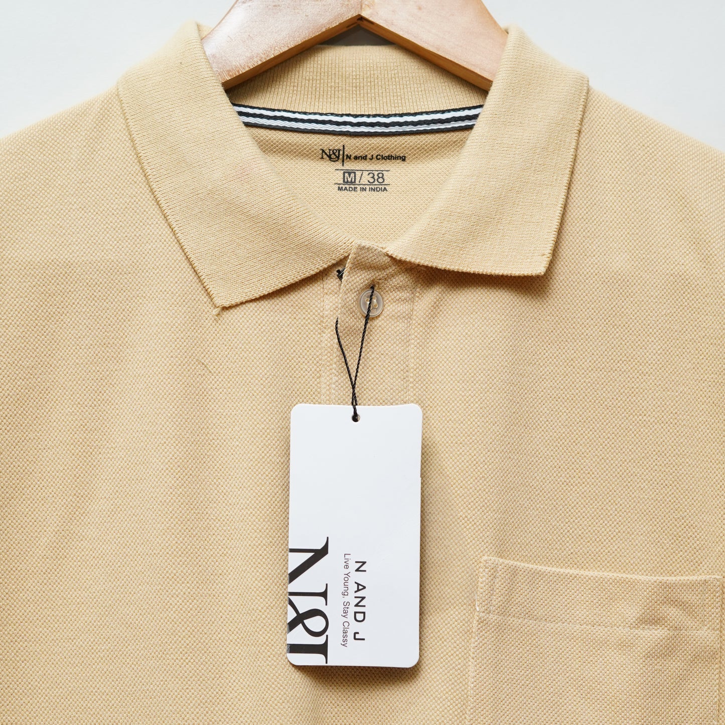 Wheat | Solid Polo T-Shirt | Regular Slim Fit Cotton