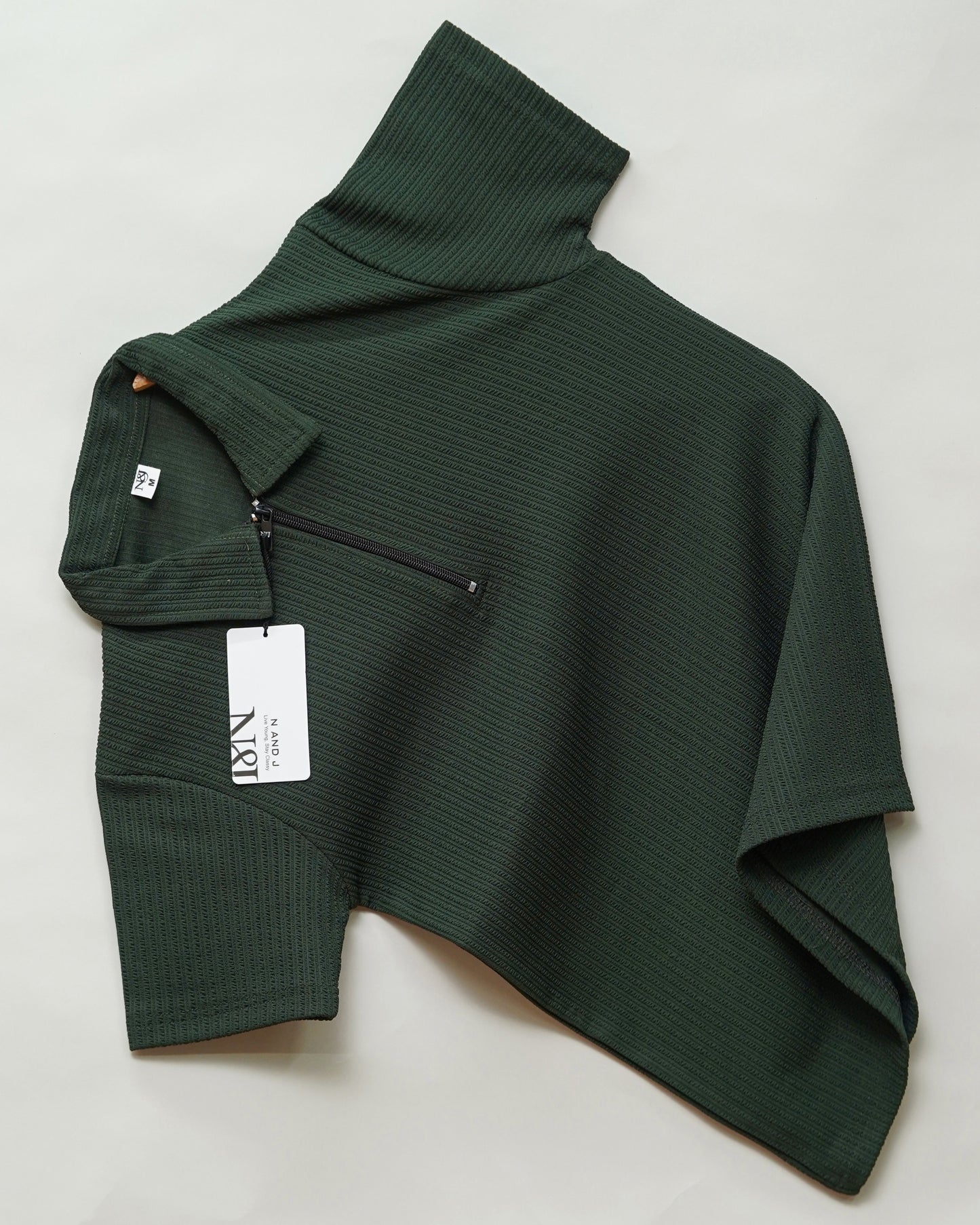 Olive Green | Pique Textured | Polo Zipper T-Shirt