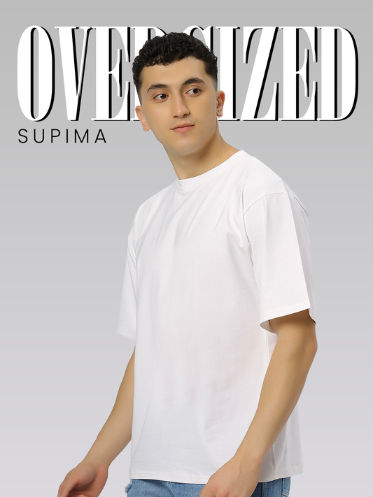 White Supima Oversize Round Neck T-shirt