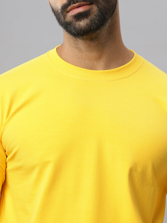 Yellow Supima Full Sleeve Round Neck T-shirt