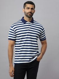 Blue Waffle Polo Striped Tshirt