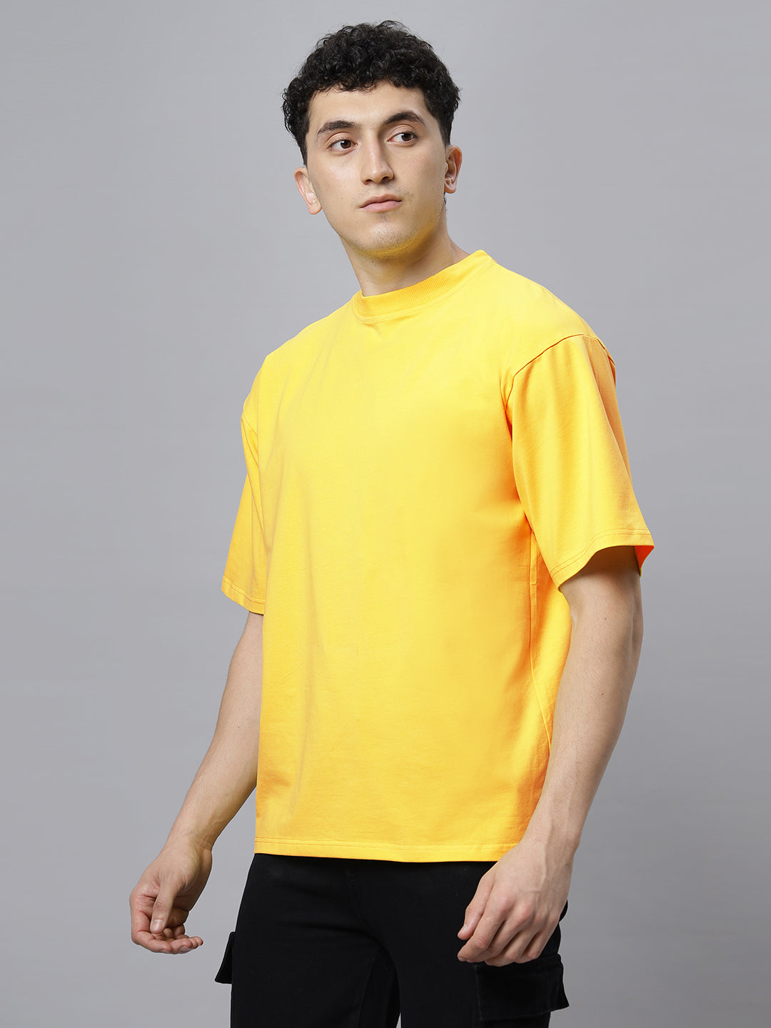 Yellow Supima Oversize Round Neck T-shirt