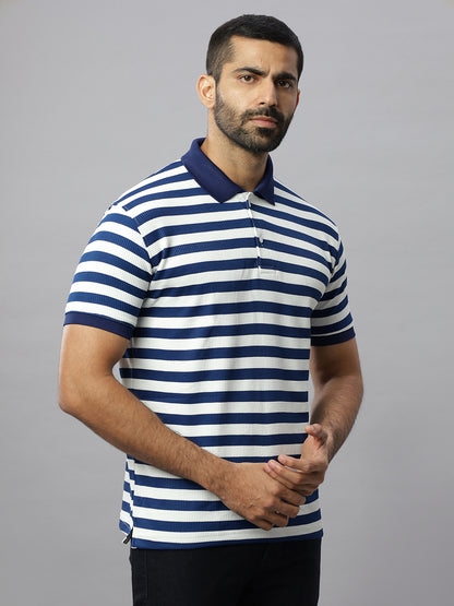Blue Waffle Polo Striped Tshirt