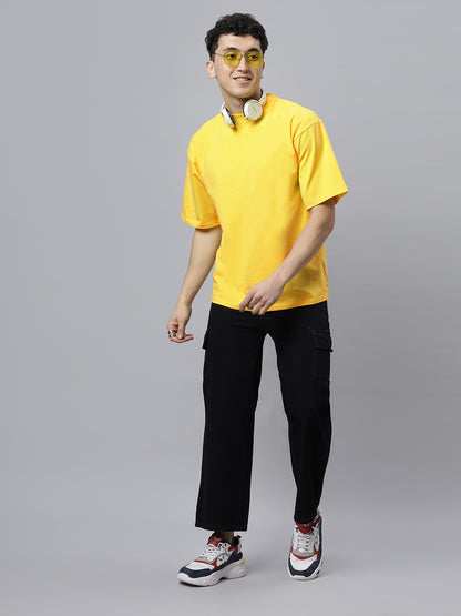 Yellow Supima Oversize Round Neck T-shirt