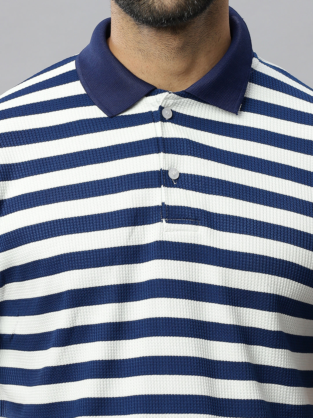 Blue Waffle Polo Striped Tshirt
