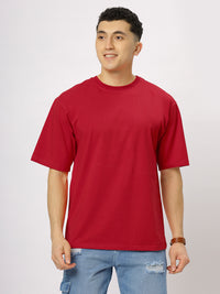 Red Supima Oversize Round Neck T-shirt