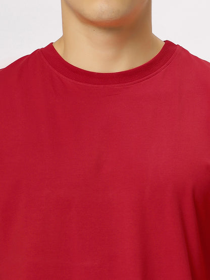 Red Supima Oversize Round Neck T-shirt