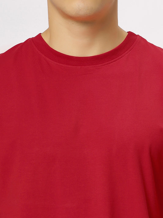 Red Supima Oversize Round Neck T-shirt
