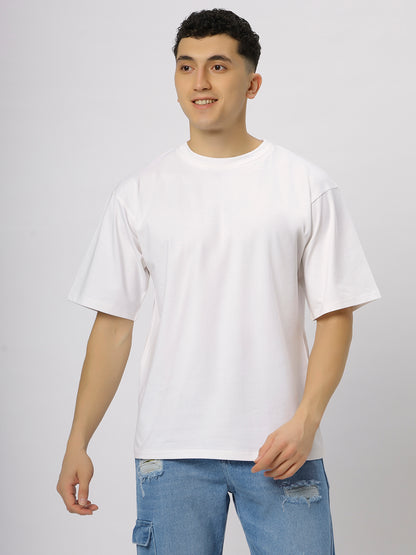 White Supima Oversize Round Neck T-shirt