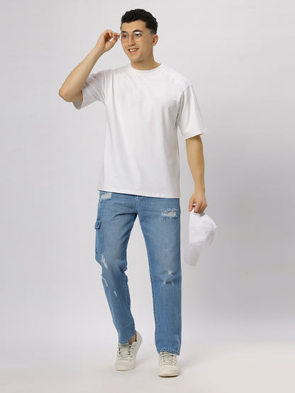 White Supima Oversize Round Neck T-shirt