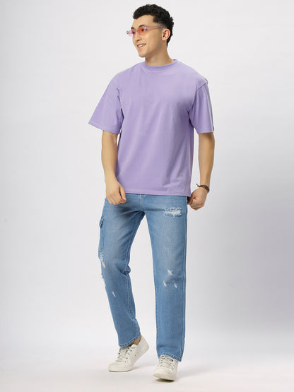 Lavender Supima Oversize Round Neck T-shirt