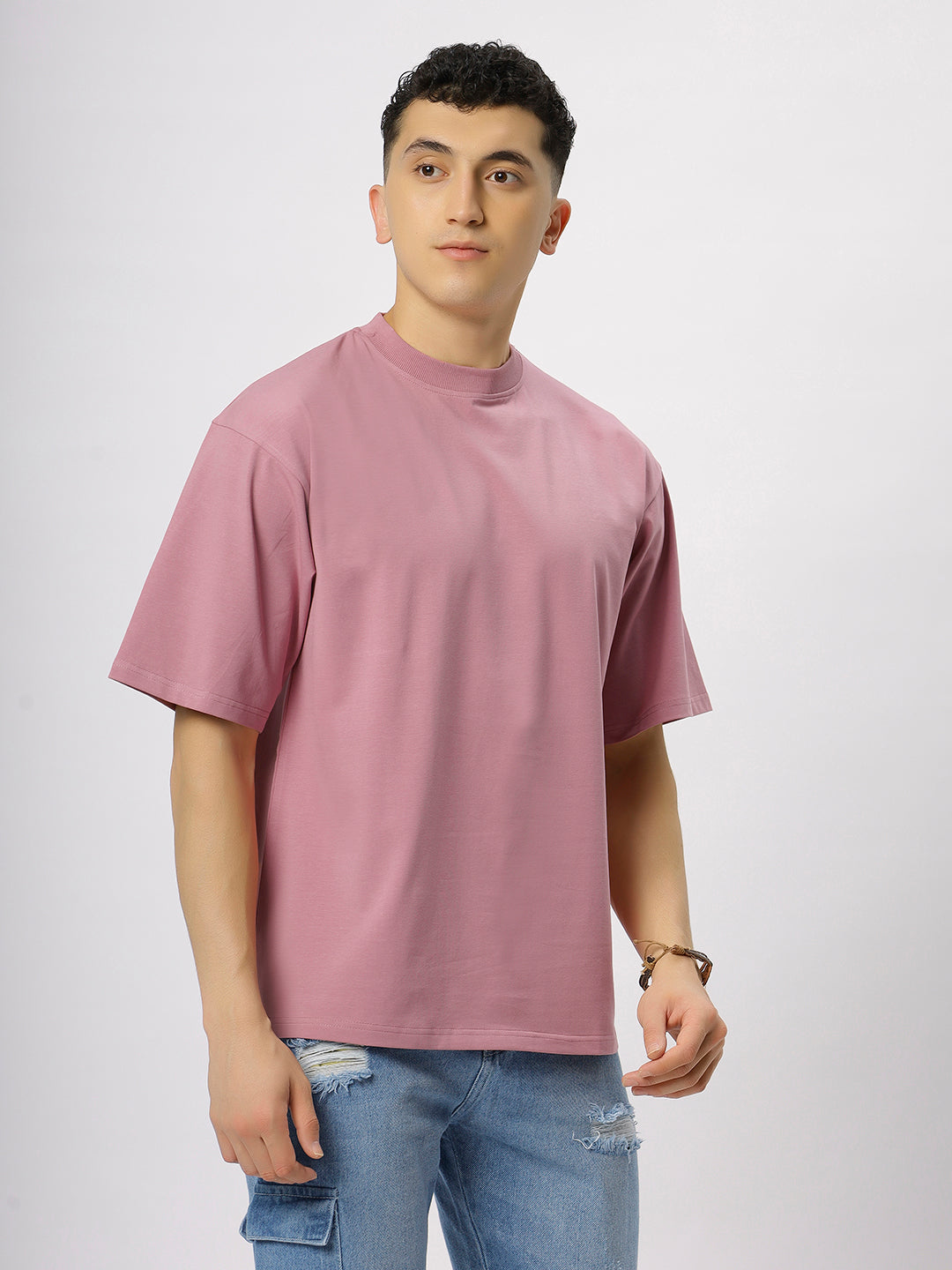 Onion Pink Supima Oversize Round Neck T-shirt
