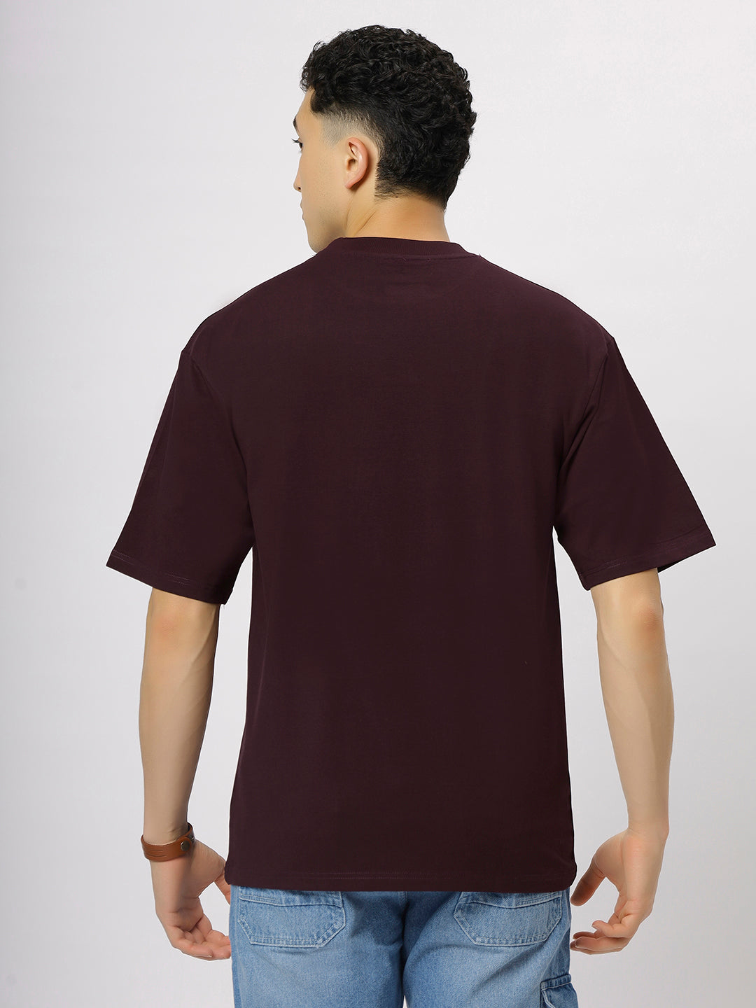 Wine Supima Oversize Round Neck T-shirt