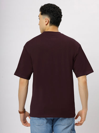 Wine Supima Oversize Round Neck T-shirt