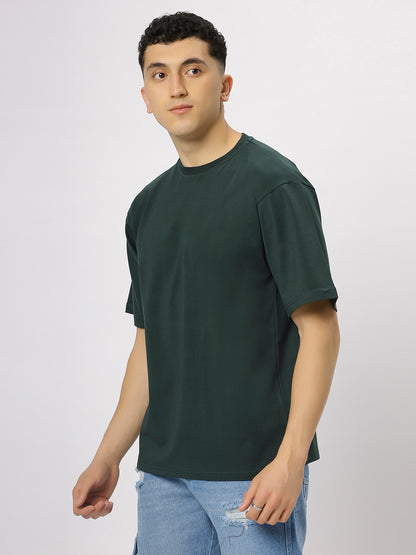 Dark Green Supima Oversize Round Neck T-shirt