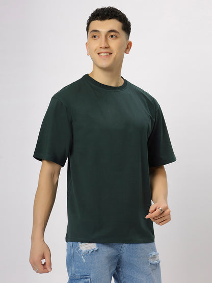 Dark Green Supima Oversize Round Neck T-shirt