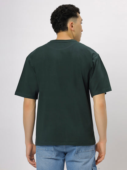 Dark Green Supima Oversize Round Neck T-shirt