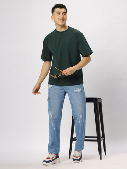 Dark Green Supima Oversize Round Neck T-shirt