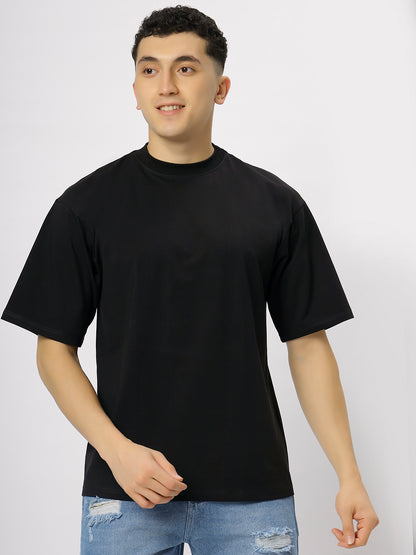 Black Supima Oversize Round Neck T-shirt