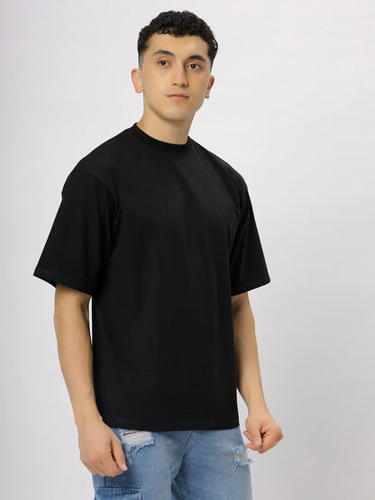 Black Supima Oversize Round Neck T-shirt