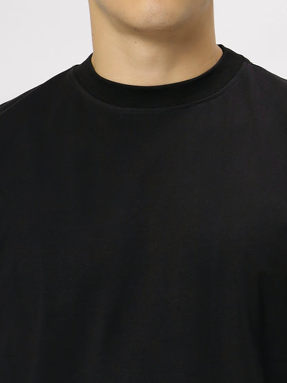 Black Supima Oversize Round Neck T-shirt
