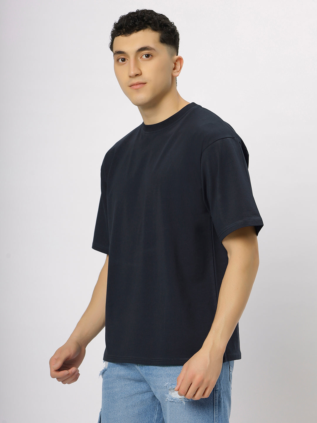 Navy Blue Supima Oversize Round Neck T-shirt