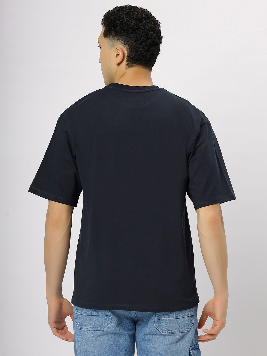 Navy Blue Supima Oversize Round Neck T-shirt