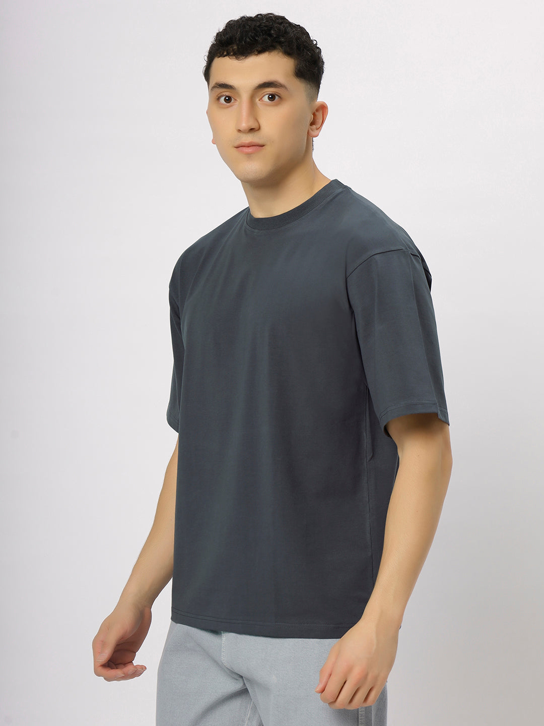 Still Grey Supima Oversize Round Neck T-shirt