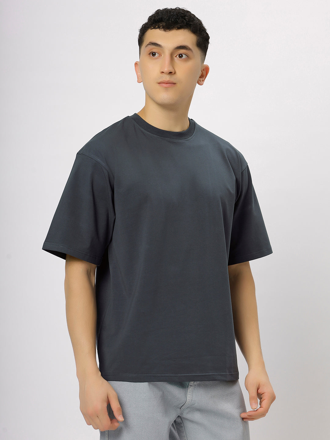 Still Grey Supima Oversize Round Neck T-shirt