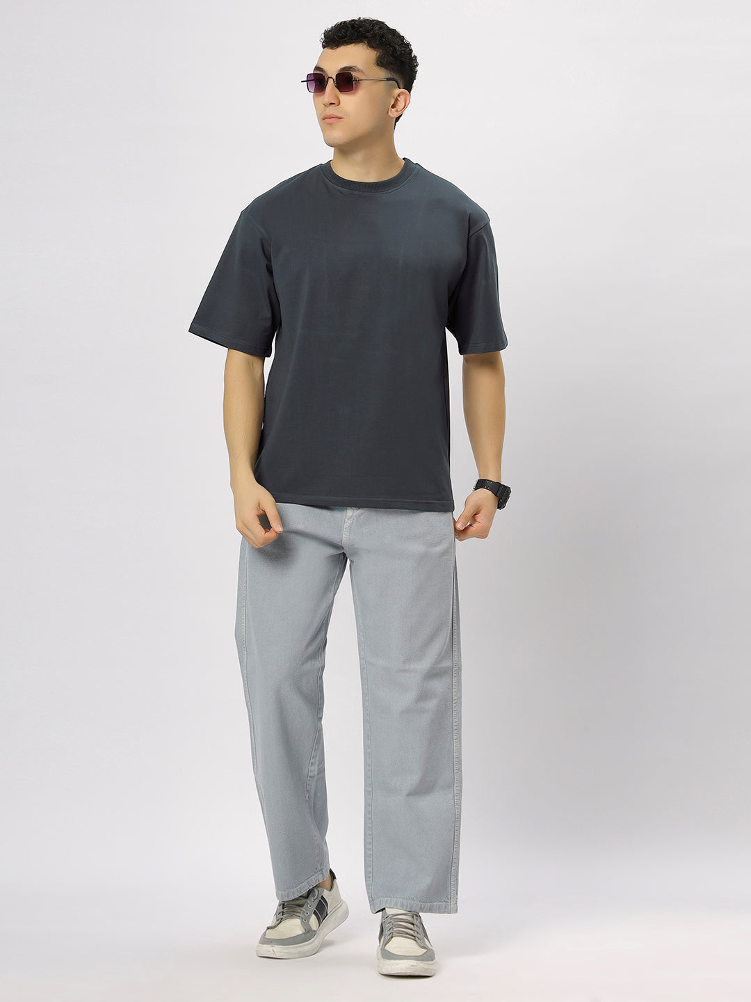 Still Grey Supima Oversize Round Neck T-shirt